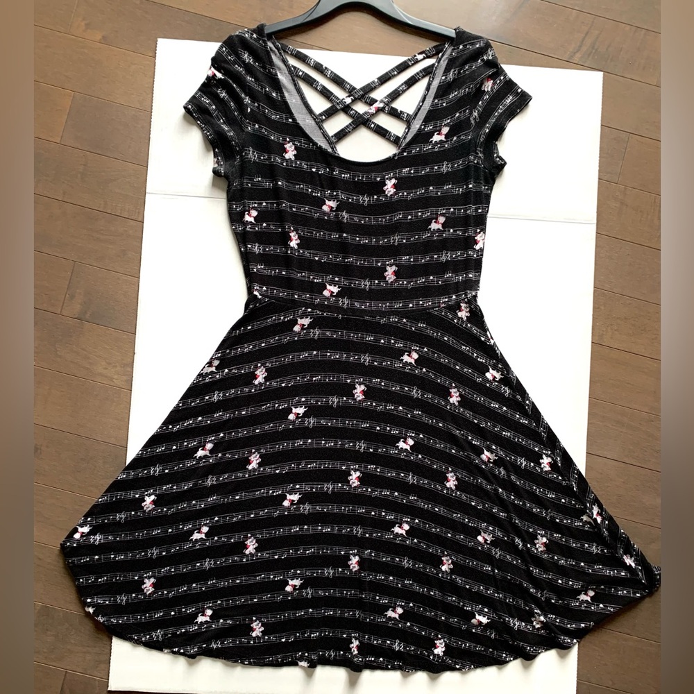 Disney Hot Topic Aristocats Marie Cat Piano Music Notes Skater Fit Flare Dress.